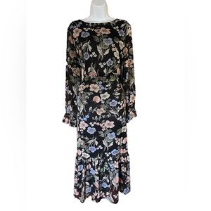 ASOS dress black with muted floral pattern